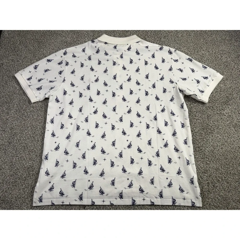 Polo Ralph Lauren Polo Shirt Mens 1XB White Boats Nautical‎ All Over Print NWT
